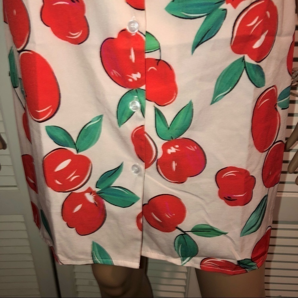 Shein shirt style mini apple print dress in Pink, Red and Green Small - Picture 5 of 11
